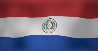 Paraguay bayrağı sallamanın animasyonu. Vatanseverlik ve dünyanın bayrağı dijital olarak üretilen video konsepti.