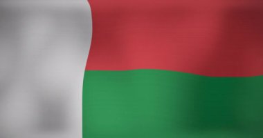 Dalgalı madagaskar bayrağı animasyonu. Vatanseverlik ve dünyanın bayrağı dijital olarak üretilen video konsepti.