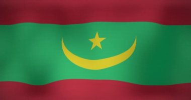 Mauritania bayrağı sallamanın animasyonu. Vatanseverlik ve dünyanın bayrağı dijital olarak üretilen video konsepti.