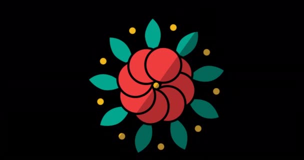 黑色背景上的红花动画 世界冥想日和数字制作的视频庆祝概念 — 图库视频影像