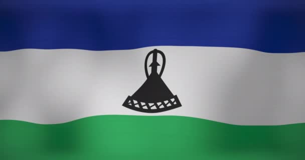 Animazione Della Bandiera Sventolante Del Lesotho Patriottismo Bandiera Del Mondo — Video Stock