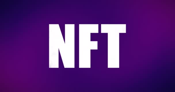 Animación Texto Blanco Nft Sobre Fondo Púrpura Criptomoneda Negocio Finanzas — Vídeo de stock