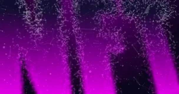 Animation Des Lila Nft Textes Mit Verbindungen Über Violettem Hintergrund — Stockvideo