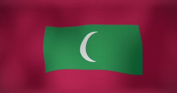 Maldivlerin Bayrağını Sallamanın Animasyonu Vatanseverlik Dünyanın Bayrağı Dijital Olarak Üretilen — Stok video