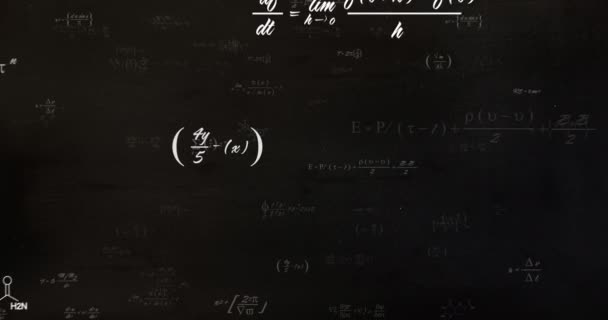 Animación Ecuaciones Matemáticas Sobre Fondo Negro Concepto Global Ciencia Tecnología — Vídeos de Stock