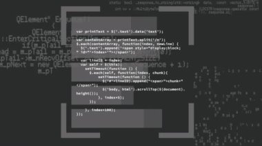 Siyah arkaplan üzerinde veri işleme animasyonu. küresel finansman, teknoloji ve dijital arayüz kavramı dijital olarak oluşturulmuş video.
