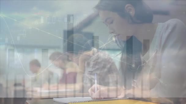 Animace Zpracování Finančních Dat Síť Propojení Různých Studentů Úřadu Globální — Stock video