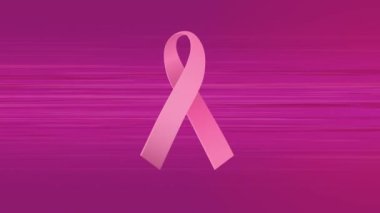 Pembe arka planda pembe kurdele animasyonu. Göğüs kanseri pozitif farkındalık kampanyası konsepti dijital olarak üretildi.