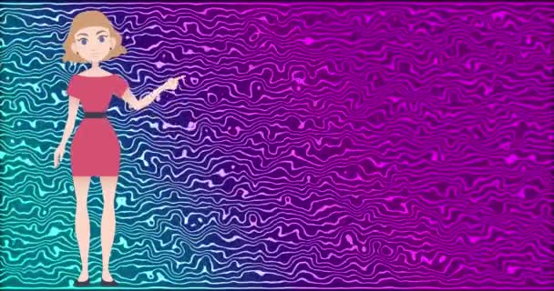 Animación Del Icono Mujer Sobre Fondo Movimiento Colorido Fondo Abstracto — Vídeo de stock