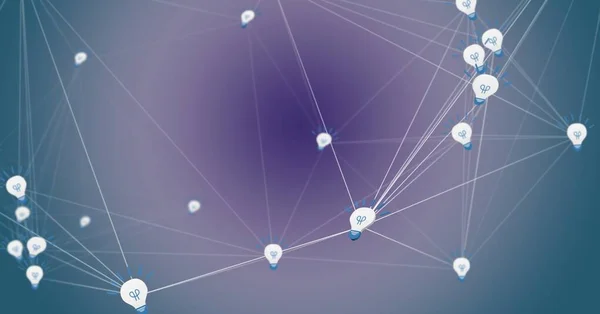 Red Conexiones Contra Fondo Gradiente Azul Púrpura Redes Globales Concepto —  Fotos de Stock