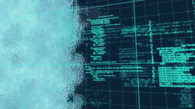 Donanma arkaplanındaki veri işleme üzerindeki mavi gölgenin animasyonu. bilgisayarlar, programlama, teknoloji ve dijital arayüz kavramı dijital olarak oluşturulmuş video.