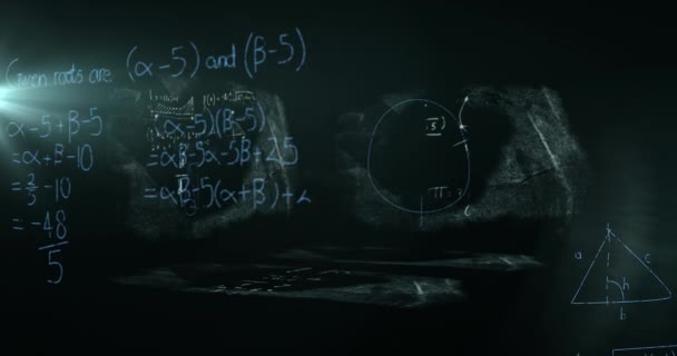 Animazione Formule Scientifiche Schermi Con Dati Concetto Globale Scienza Informatica — Video Stock