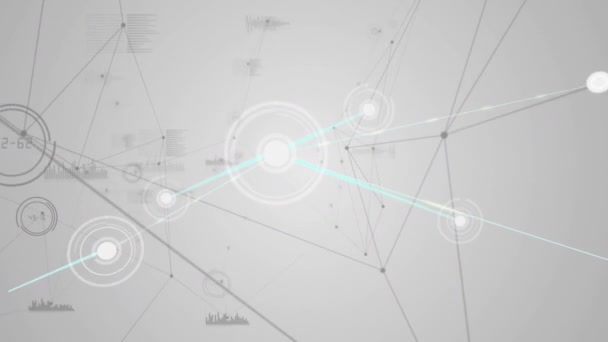 Animação Rede Conexões Com Ícones Sobre Fundo Cinza Com Constelações — Vídeo de Stock
