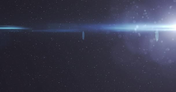Gece Gökyüzündeki Yıldızların Üzerinde Parlayan Mavi Işığın Animasyonu Işık Hareket — Stok video