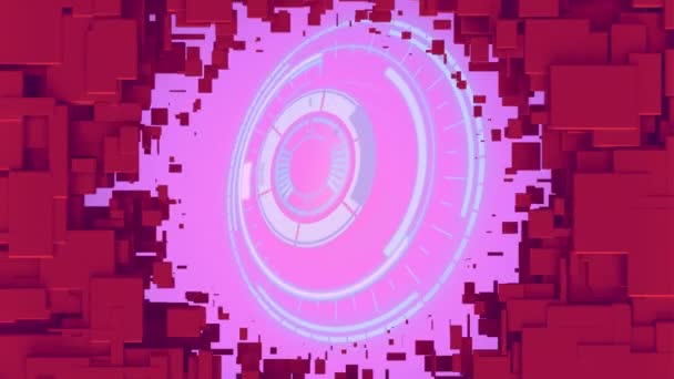 Animation Der Verarbeitung Kreis Über Rosa Hintergrund Bedeckt Durch Rote — Stockvideo