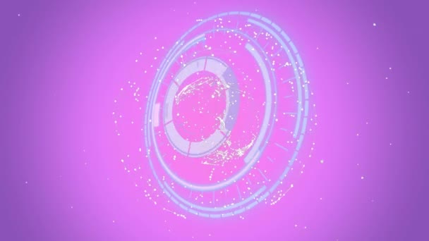 Анімація Обробки Кола Фіолетовому Фоні Глобальна Мережа Єднання Технології Концепція — стокове відео