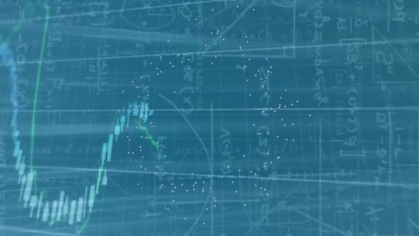 Animação Processamento Dados Fórmulas Matemáticas Fundo Verde Conceito Processamento Dados — Vídeo de Stock