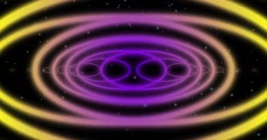 Pembe ve sarı neon desenli animasyon kusursuz döngü üzerinde hipnotik hareket ediyor. ışık, desen ve hareket konsepti dijital olarak oluşturulmuş video.