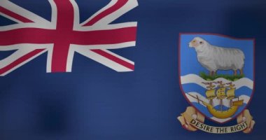 Falkland Adaları 'nın ulusal bayrağının dalgalanması. Vatanseverlik, siyaset ve kutlama konsepti dijital olarak oluşturulmuş video.