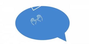 Beyaz arkaplandaki mavi konuşmanın animasyonu. Sosyal medya günü konsepti dijital olarak oluşturulmuş video.