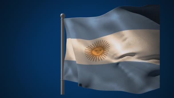 Animatie Van Vlag Van Argentinië Zwaaiend Donkerblauwe Achtergrond Patriottisme Nationaal — Stockvideo