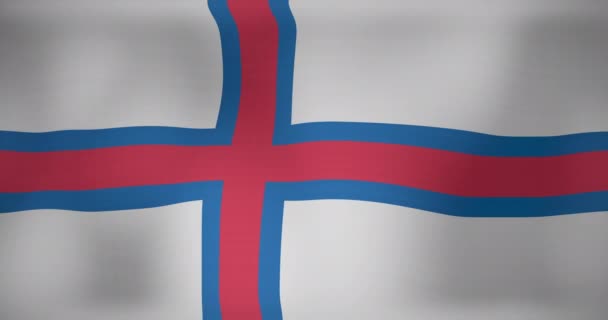 Animace Národní Vlajky Faerských Ostrovů Vlnící Vlastenectví Politika Koncepce Oslav — Stock video