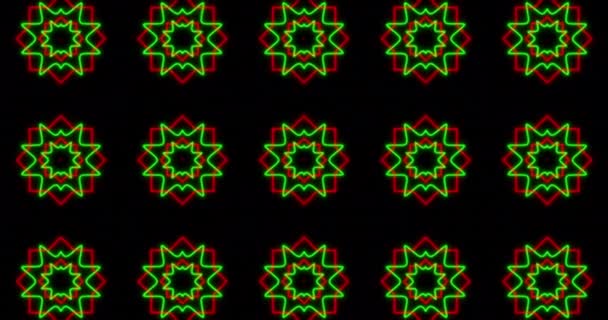 Animation Eines Kaleidoskop Neon Musters Das Sich Hypnotischer Bewegung Auf — Stockvideo