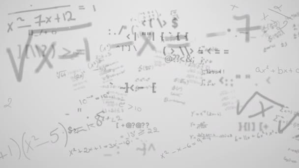 Digital Animation Mathematical Equations Formulas Floating Grey Background School Education — Stock Video