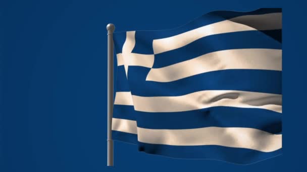 Animação Bandeira Grécia Acenando Fundo Azul Escuro Patriotismo Conceito Bandeira — Vídeo de Stock