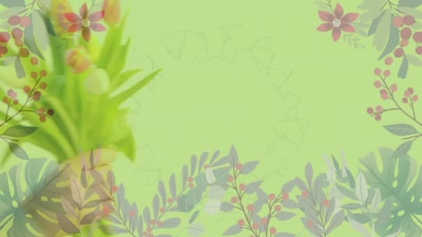 Композитне Відео Квіткових Декоративних Візерунків Проти Руки Тримає Купу Квітів — стокове відео