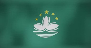 Ulusal Makao bayrağının dalgalanmasının animasyonu. Vatanseverlik, siyaset ve kutlama konsepti dijital olarak oluşturulmuş video.