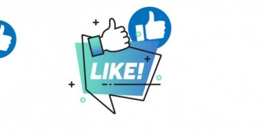 Düşen simgelerin canlandırması beyaz arkaplan üzerindeki metin gibi. Sosyal medya günü konsepti dijital olarak oluşturulmuş video.