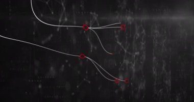 Siyah zemin üzerinde hareket eden kırmızı çemberli bağlantı ağının animasyonu. küresel iş, finans ve dijital arayüz kavramı dijital olarak oluşturulmuş video.