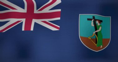 Montserrat 'ın ulusal bayrağının dalgalanmasının animasyonu. Vatanseverlik, siyaset ve kutlama konsepti dijital olarak oluşturulmuş video.