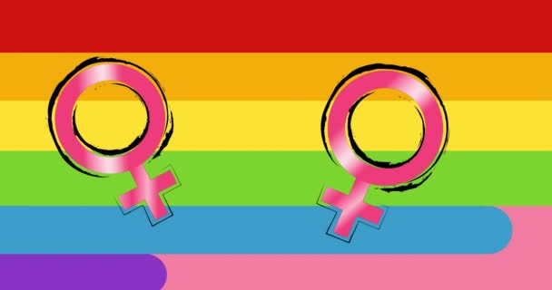 Animation Female Symbols Colourful Background Pride Month Celebration Concept Digitally — Stock Video