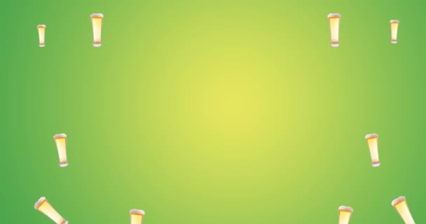 Анімація Тексту Світового Тижня Пива Декілька Пінту Пива Зеленому Фоні — стокове відео