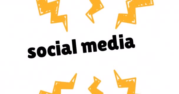 Animation Social Media Text Lightening White Background Social Media Day — Stock Video