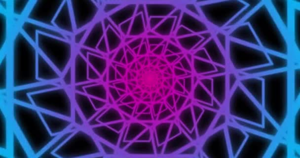 紫色和粉色霓虹灯图案在无缝环上催眠运动的动画 图样和运动概念数字生成的视频 — 图库视频影像