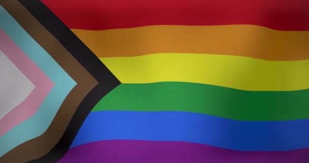 Animación Bandera Lgbt Con Colores Orgullo Gay Actualizados Ondeando Patriotismo — Vídeos de Stock