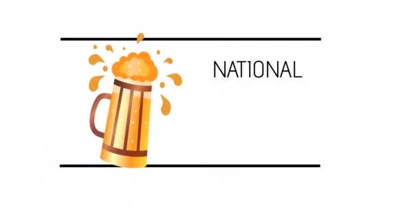 Animation National Beer Day Text Pint Beer White Background National — Stock Video