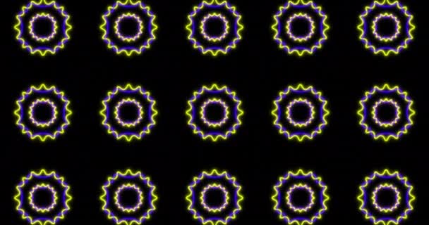 Animation Motif Néon Kaléidoscope Déplaçant Mouvement Hypnotique Sur Boucle Transparente — Video
