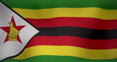 Ulusal Zimbabwe bayrağının dalgalanmasının animasyonu. Vatanseverlik, siyaset ve kutlama konsepti dijital olarak oluşturulmuş video.