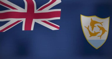 Ulusal anguilla bayrağının dalgalanmasının animasyonu. Vatanseverlik, siyaset ve kutlama konsepti dijital olarak oluşturulmuş video.