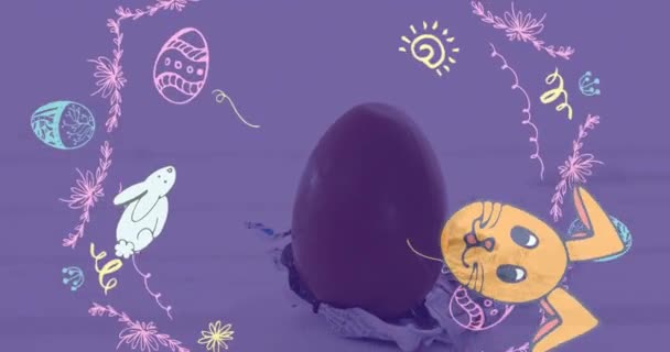 东方装饰图案的复合视频笼罩在一个东方蛋的近端 复活节庆典的概念 — 图库视频影像