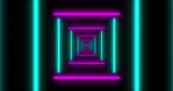 Animace Fialového Modrého Neonového Obrazce Pohybujícího Hypnotickým Pohybem Hladké Smyčce — Stock video