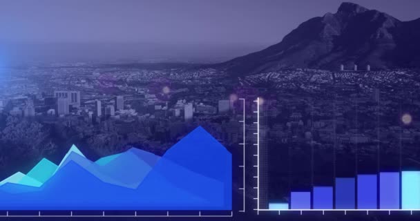 Statistiksel Veri Işleme Şehir Manzarasının Hava Görüntüsünün Birleşik Videosu Bilgisayar — Stok video