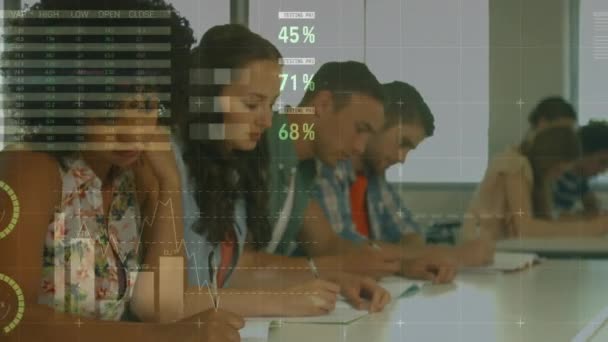 Animação Estatísticas Processamento Dados Sobre Alunos Que Estudam Conceito Educação — Vídeo de Stock