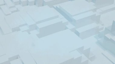 Kopya alanı ile beyaz arkaplan üzerinde hareket eden üç boyutlu yapıların dijital animasyonu. Soyut doku ve tasarım kavramına sahip arkaplanlar
