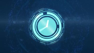 Dünya üzerinde hareket eden saatin animasyonu, bağlantılar, veri işleme ve donanma geçmişi. küresel bağlantılar, zaman, veri işleme ve teknoloji konsepti dijital olarak oluşturulmuş video.