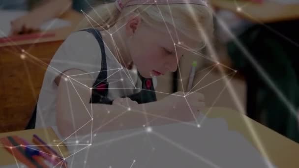 Animación Red Conexiones Través Escritura Escolar Educación Global Tecnología Procesamiento — Vídeo de stock